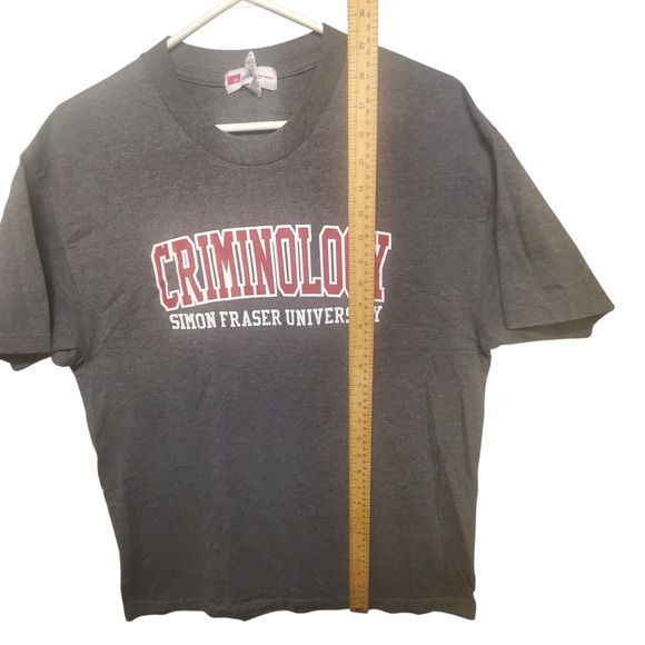 Simon Fraser University Criminology SFU Gray T Shirt Large Graphic Spellout Tee - Picture 5 of 7